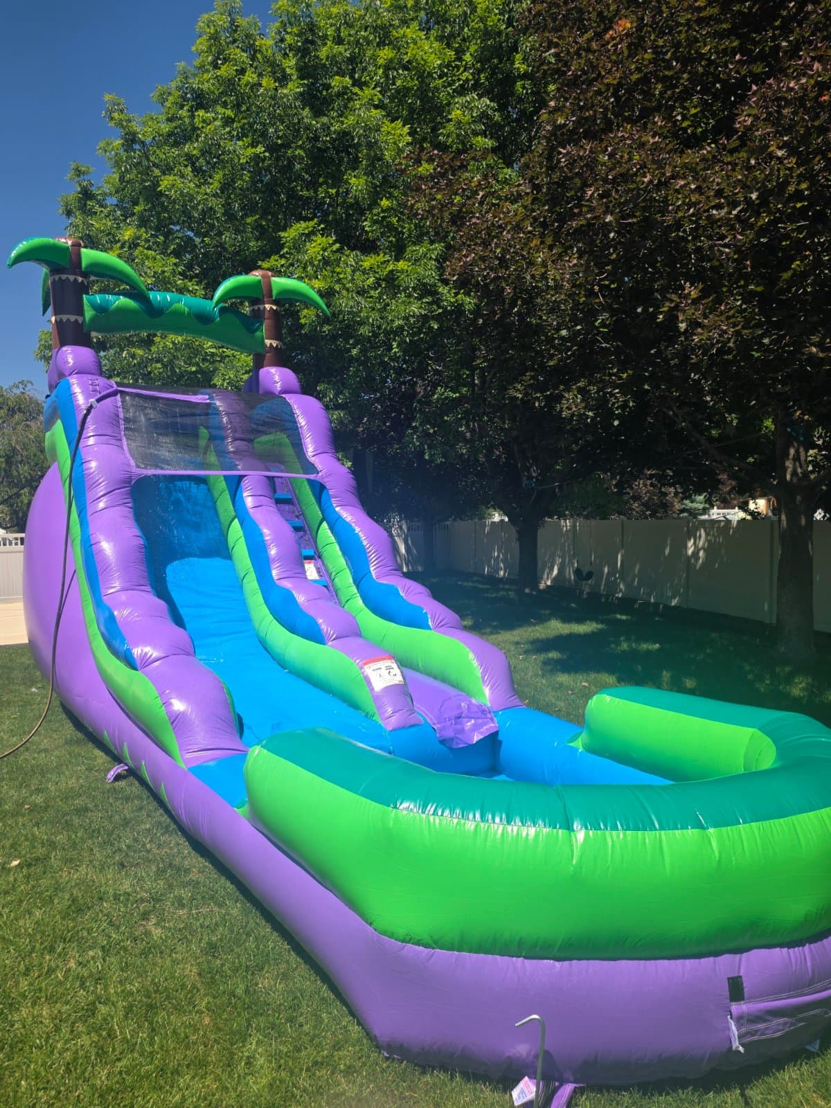 16ft Tropical Inflatable Water Slide with Pool, 25ft Long - Wet or Dry